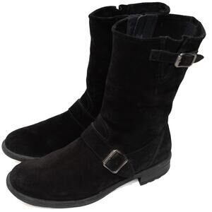 Paul Green Adison Black Suede Biker Boots Size 9